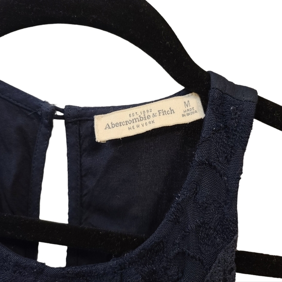 Abercrombie & Fitch Halter Navy Lace Chiffon Tiered Dress Lined Size medium - Picture 8 of 14